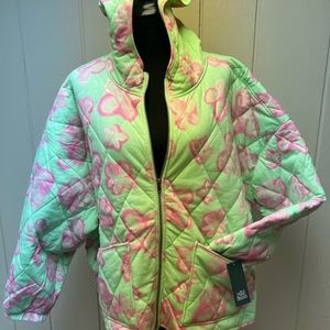 New with tags, wild fable, cotton blend, cozy jacket, green with flowers